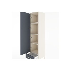 Hyperion Dolap 4 Raflı Tek Çekmeceli Tek Kapaklı 44x44x182 Aytaşı-antrasit