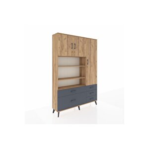 Arges Dolap 9 Raflı 5 Çekmeceli 3 Kapaklı 132x30x195 Çam-çam/antrasit