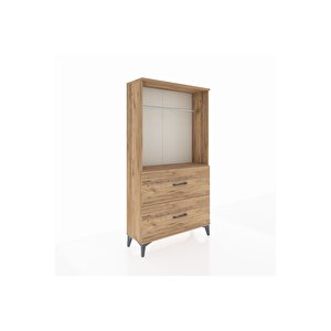 Arges Dolap Tek Raflı 2 Çekmeceli Tek Askılı 88x30x163 Çam-çam