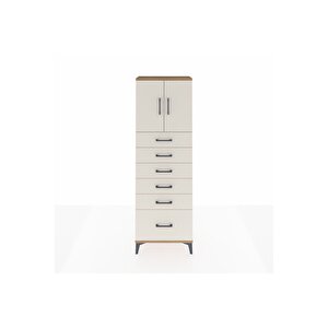 Arges Dolap 2 Raflı 6 Çekmeceli 2 Kapaklı 60x30x182 Çam-aytaşı