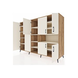 Kronos Dolap 13 Raflı 7 Kapaklı 220x59x163 Çam-aytaşı