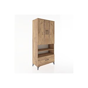 Hyperion Dolap 5 Raflı Tek Çekmeceli 2 Kapaklı 88x44x195 Çam-çam