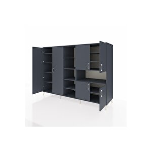 Kronos Dolap 13 Raflı 6 Kapaklı 220x59x163 Antrasit-antrasit