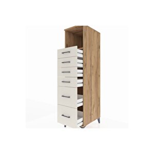 Kronos Dolap Tek Raflı 6 Çekmeceli 44x59x182 Çam-aytaşı