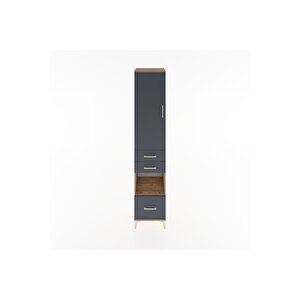Hyperion Dolap 3 Raflı 3 Çekmeceli Tek Askılı 44x44x221 Çam-antrasit