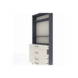 Arges Dolap 3 Raflı 4 Çekmeceli 88x30x221 Antrasit-aytaşı