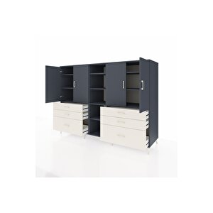 Kronos Dolap 10 Raflı 6 Çekmeceli 4 Kapaklı 220x59x163 Antrasit-antrasit/aytaşı