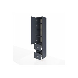 Hyperion Dolap 5 Raflı 2 Çekmeceli Tek Kapaklı 44x44x243 Antrasit-antrasit