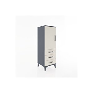 Hyperion Dolap 2 Raflı 3 Çekmeceli Tek Kapaklı 44x44x134 Antrasit-aytaşı