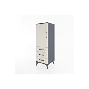 Hyperion Dolap 2 Raflı 3 Çekmeceli Tek Kapaklı 44x44x134 Antrasit-aytaşı