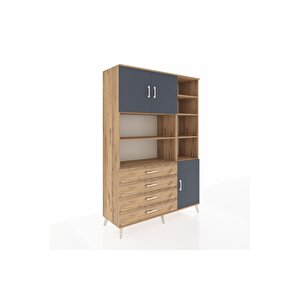 Hyperion Dolap 9 Raflı 4 Çekmeceli 3 Kapaklı 132x44x195 Çam-antrasit/çam