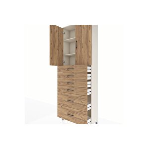 Arges Dolap 3 Raflı 6 Çekmeceli 2 Kapaklı 88x30x243 Aytaşı-çam