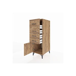 Kronos Dolap 4 Çekmeceli Tek Kapaklı 44x59x134 Çam-çam