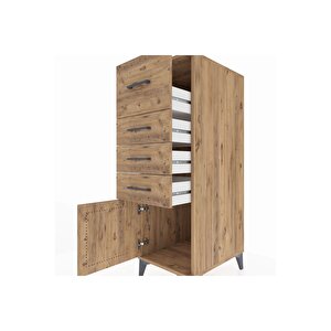 Kronos Dolap 4 Çekmeceli Tek Kapaklı 44x59x134 Çam-çam