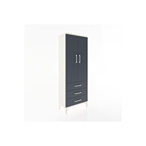 Arges Dolap 4 Raflı 3 Çekmeceli 2 Kapaklı 60x30x163 Aytaşı-antrasit