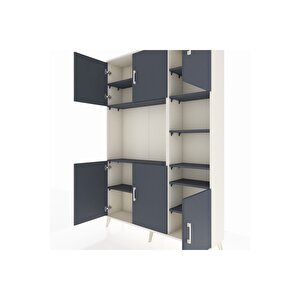 Arges Gardrop 10 Raflı 6 Kapaklı 132x30x195 Aytaşı-antrasit