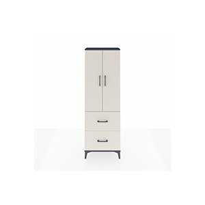 Arges Dolap 3 Raflı 2 Çekmeceli 2 Kapaklı 60x30x182 Antrasit-aytaşı