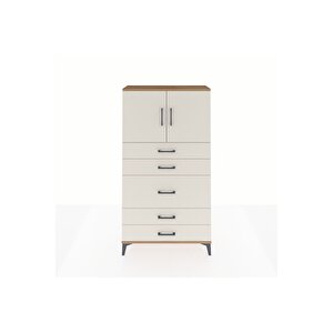 Arges Dolap 2 Raflı 5 Çekmeceli 2 Kapaklı 88x30x163 Çam-aytaşı