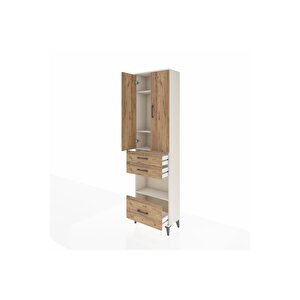 Arges Dolap 4 Raflı 3 Çekmeceli 2 Kapaklı 60x30x221 Aytaşı-çam