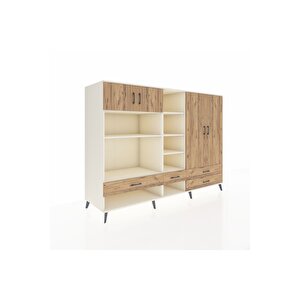 Kronos Dolap 12 Raflı 4 Çekmeceli 4 Kapaklı 220x59x163 Aytaşı-çam