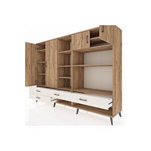 Hyperion Dolap 12 Raflı 4 Çekmeceli 4 Kapaklı 220x44x163 Çam-çam/aytaşı