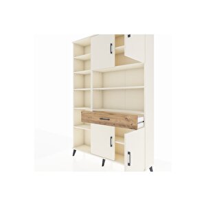 Arges Dolap 10 Raflı Tek Çekmeceli 4 Kapaklı 132x30x195 Aytaşı-aytaşı/çam