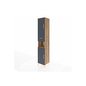 Hyperion Dolap 5 Raflı Tek Çekmeceli 2 Kapaklı 44x44x243 Çam-antrasit