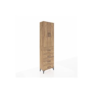 Arges Dolap 2 Raflı 4 Çekmeceli Tek Askılı 60x30x221 Çam-çam