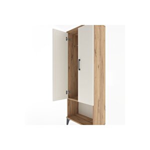 Arges Dolap Tek Raflı 2 Kapaklı Tek Askılı 60x30x163 Çam-aytaşı