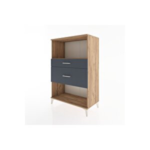 Hyperion Dolap Tek Raflı 2 Çekmeceli 88x44x134 Çam-antrasit