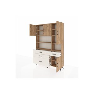 Arges Dolap 9 Raflı 4 Çekmeceli 4 Kapaklı 132x30x195 Çam-çam/aytaşı