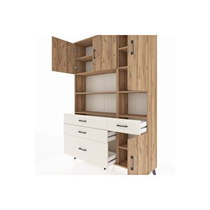 Arges Dolap 9 Raflı 4 Çekmeceli 4 Kapaklı 132x30x195 Çam-çam/aytaşı