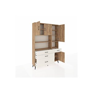 Arges Dolap 9 Raflı 4 Çekmeceli 4 Kapaklı 132x30x195 Çam-çam/aytaşı