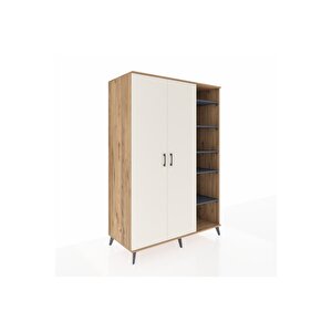 Kronos Dolap 7 Raflı 2 Kapaklı Tek Askılı 132x59x195 Çam-aytaşı/antrasit