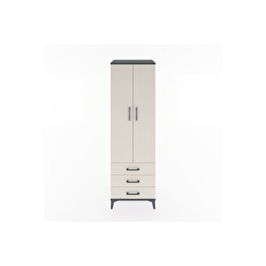 Hyperion Dolap 4 Raflı 3 Çekmeceli 2 Kapaklı 60x44x195 Antrasit-aytaşı