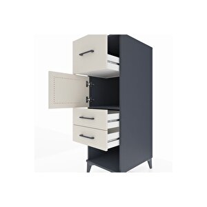 Kronos Dolap Tek Raflı 3 Çekmeceli Tek Kapaklı 44x59x134 Antrasit-aytaşı