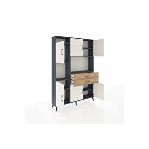 Arges Dolap 8 Raflı 2 Çekmeceli 6 Kapaklı 132x30x195 Antrasit-aytaşı/çam