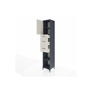 Hyperion Dolap 3 Raflı 3 Çekmeceli Tek Kapaklı 44x44x243 Antrasit-aytaşı