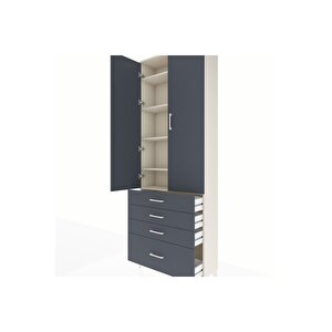 Arges Dolap 5 Raflı 4 Çekmeceli 2 Kapaklı 88x30x243 Aytaşı-antrasit