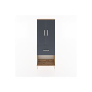 Arges Dolap 3 Raflı Tek Çekmeceli 2 Kapaklı 60x30x163 Çam-antrasit