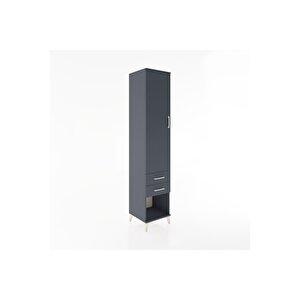 Hyperion Dolap 4 Raflı 2 Çekmeceli Tek Kapaklı 44x44x221 Antrasit-antrasit