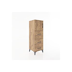 Hyperion Dolap Tek Raflı 3 Çekmeceli Tek Kapaklı 44x44x134 Çam-çam