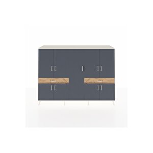 Hyperion Dolap 12 Raflı 2 Çekmeceli 8 Kapaklı 220x44x163 Aytaşı-antrasit/çam