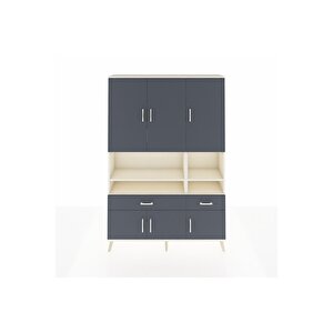 Arges Gardrop 8 Raflı 2 Çekmeceli 6 Kapaklı 132x30x195 Aytaşı-antrasit