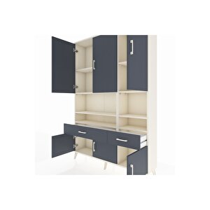 Arges Gardrop 8 Raflı 2 Çekmeceli 6 Kapaklı 132x30x195 Aytaşı-antrasit