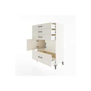 Hyperion Dolap Tek Raflı 4 Çekmeceli 2 Kapaklı 88x44x134 Aytaşı-aytaşı