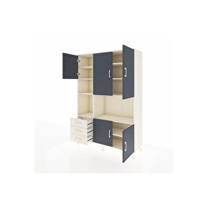 Hyperion Dolap 9 Raflı 3 Çekmeceli 5 Kapaklı 132x44x195 Aytaşı-antrasit/aytaşı