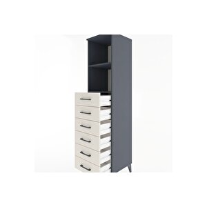 Hyperion Dolap 2 Raflı 6 Çekmeceli 44x44x182 Antrasit-aytaşı