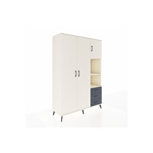 Hyperion Dolap 5 Raflı 3 Çekmeceli Tek Askılı 132x44x195 Aytaşı-aytaşı/antrasit