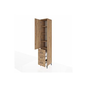 Hyperion Dolap 4 Raflı 3 Çekmeceli Tek Kapaklı 44x44x243 Çam-çam